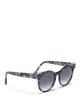 Figure View - Click To Enlarge - THIERRY LASRY - 'Monogamy' metal corner marbled acetate sunglasses