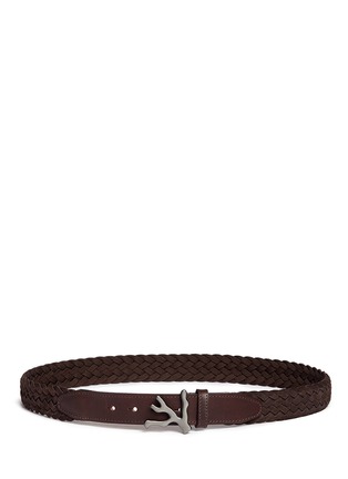 Main View - Click To Enlarge - ISAIA - Coral buckle braided suede belt