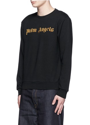 Front View - Click To Enlarge - PALM ANGELS - Metallic logo embroidery sweatshirt