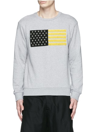 Main View - Click To Enlarge - PALM ANGELS - Metallic flag embroidery sweatshirt