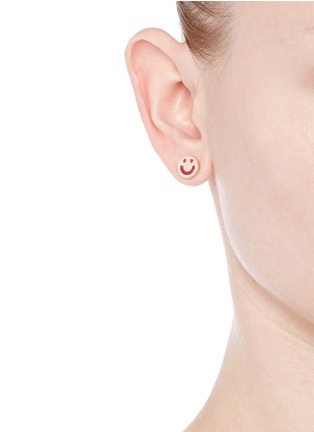 Figure View - Click To Enlarge - RUIFIER - 'Happy' 18k rose gold cord stud earrings