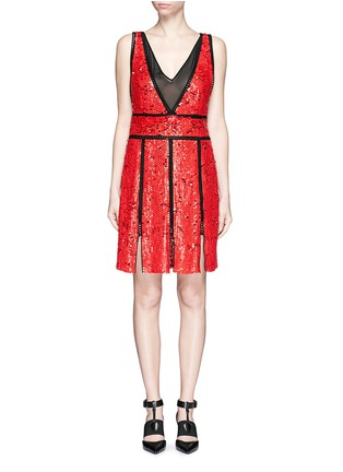 Main View - Click To Enlarge - EMILIO PUCCI - Broderie anglaise trim sequin dress