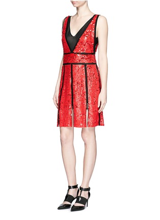 Figure View - Click To Enlarge - EMILIO PUCCI - Broderie anglaise trim sequin dress