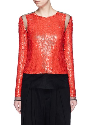 Main View - Click To Enlarge - EMILIO PUCCI - Sequin embellished mesh top