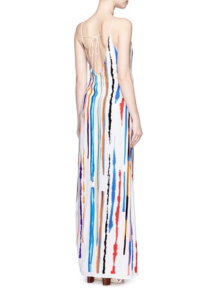 Back View - Click To Enlarge - EMILIO PUCCI - Watercolour stripe print wrap front camisole dress