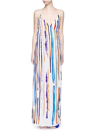 Main View - Click To Enlarge - EMILIO PUCCI - Watercolour stripe print wrap front camisole dress
