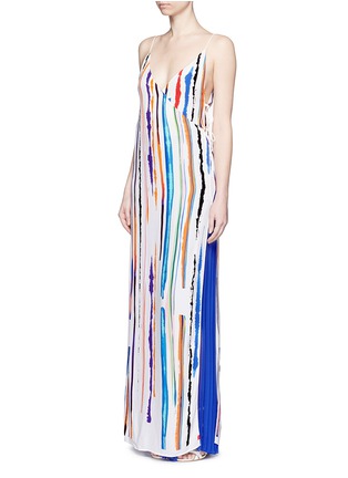 Figure View - Click To Enlarge - EMILIO PUCCI - Watercolour stripe print wrap front camisole dress