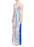 Figure View - Click To Enlarge - EMILIO PUCCI - Watercolour stripe print wrap front camisole dress