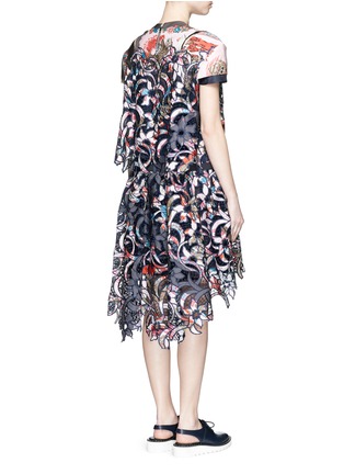 Back View - Click To Enlarge - SACAI - Souvenir scarf print lasercut floral dress