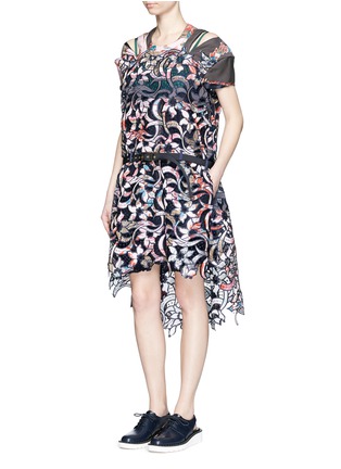 Figure View - Click To Enlarge - SACAI - Souvenir scarf print lasercut floral dress