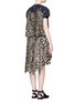Back View - Click To Enlarge - SACAI - Pleat underlay belted metallic embroidery lace dress