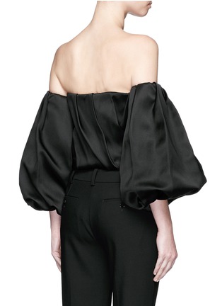 Back View - Click To Enlarge - THE ROW - 'Amilli' balloon sleeve silk off-shoulder top