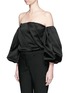 Front View - Click To Enlarge - THE ROW - 'Amilli' balloon sleeve silk off-shoulder top