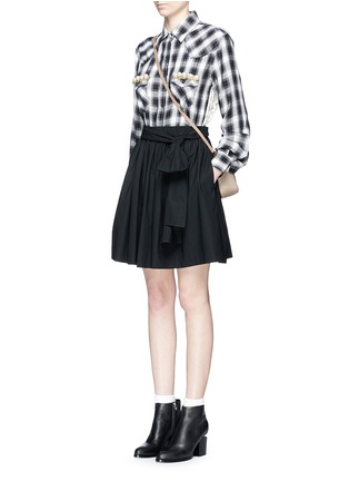 Figure View - Click To Enlarge - MSGM - Sash tie elastic waist flare skirt