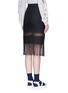 Back View - Click To Enlarge - MSGM - Contrast stripe fringe linen skirt