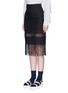 Front View - Click To Enlarge - MSGM - Contrast stripe fringe linen skirt