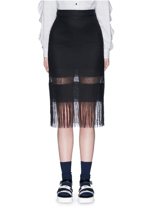 Main View - Click To Enlarge - MSGM - Contrast stripe fringe linen skirt