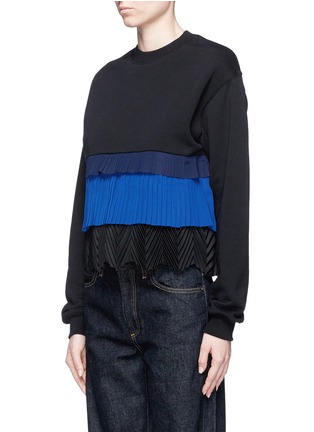 Front View - Click To Enlarge - MSGM - Colourblock tiered pleat cotton sweatshirt