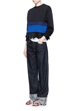 Figure View - Click To Enlarge - MSGM - Colourblock tiered pleat cotton sweatshirt