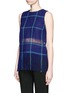 Front View - Click To Enlarge - MSGM - Check plaid fringe linen tank top