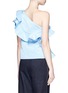 Back View - Click To Enlarge - MSGM - Ruffle trim one-shoulder top