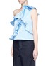 Front View - Click To Enlarge - MSGM - Ruffle trim one-shoulder top