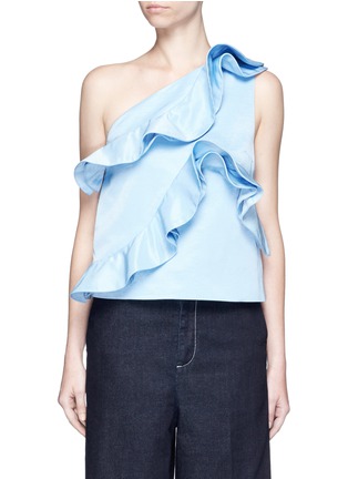 Main View - Click To Enlarge - MSGM - Ruffle trim one-shoulder top