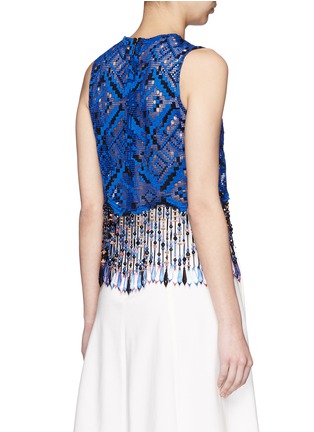 Back View - Click To Enlarge - MSGM - Bead fringe embroidered lace sleeveless top