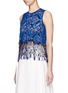 Front View - Click To Enlarge - MSGM - Bead fringe embroidered lace sleeveless top