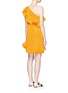 Back View - Click To Enlarge - MSGM - Ruffle trim one shoulder ottoman dress
