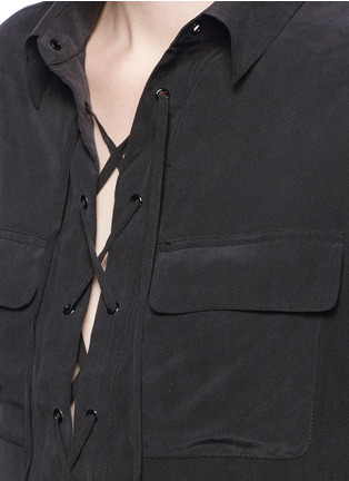 Detail View - Click To Enlarge - EQUIPMENT - 'Knox' lace-up silk shirt