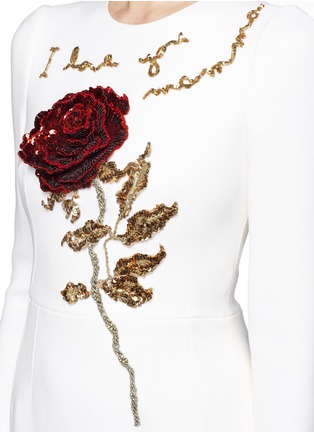 Detail View - Click To Enlarge - - - 'I Love You Mamma' rose sequin appliqué virgin wool dress