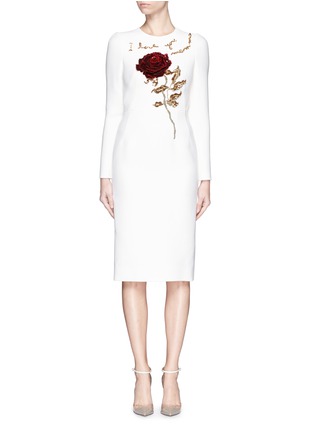 Main View - Click To Enlarge - - - 'I Love You Mamma' rose sequin appliqué virgin wool dress