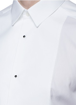 Detail View - Click To Enlarge - - - 'Gold' piqué bib poplin tuxedo shirt