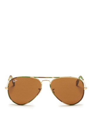 Main View - Click To Enlarge - RAY-BAN - 'Aviator Camouflage' fabric rim wire sunglasses