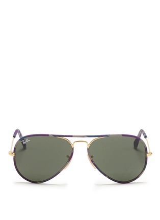 Main View - Click To Enlarge - RAY-BAN - 'Aviator Camouflage' fabric rim wire sunglasses