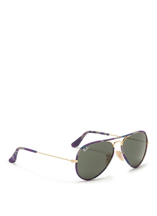 Figure View - Click To Enlarge - RAY-BAN - 'Aviator Camouflage' fabric rim wire sunglasses