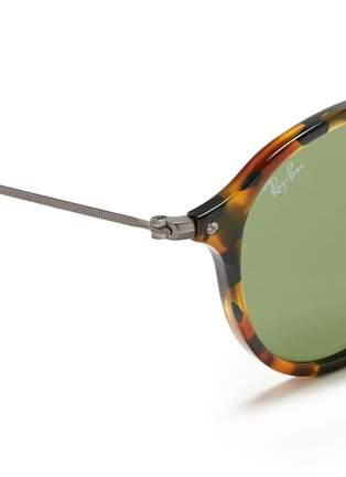 Detail View - Click To Enlarge - RAY-BAN - Tortoiseshell acetate wire temple round frame sunglasses