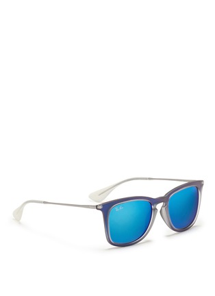 Figure View - Click To Enlarge - RAY-BAN - 'RB4221' rubberised frame wire temple mirror sunglasses