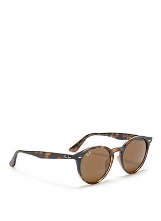 Figure View - Click To Enlarge - RAY-BAN - 'RB2180' round frame tortoiseshell acetate sunglasses