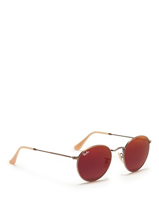 Figure View - Click To Enlarge - RAY-BAN - Round metal mirror sunglasses