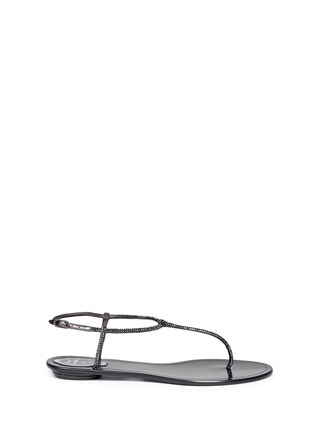 Main View - Click To Enlarge - RENÉ CAOVILLA - Strass satin T-strap flat sandals
