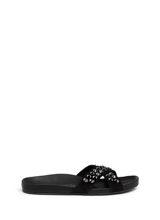 Main View - Click To Enlarge - PEDRO GARCIA  - 'Analis' crystal stud crisscross strap sandals
