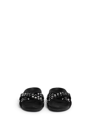 Figure View - Click To Enlarge - PEDRO GARCIA  - 'Analis' crystal stud crisscross strap sandals