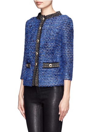 Front View - Click To Enlarge - ST. JOHN - Contrast border stand collar tweed jacket