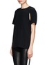 Front View - Click To Enlarge - ALEXANDER WANG - Overlap layered back cutout silk top