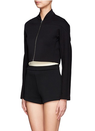 Front View - Click To Enlarge - T BY ALEXANDER WANG - Jersey bonded neoprene cropped bomber jacket