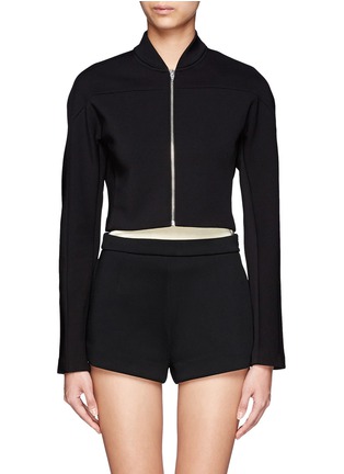 Main View - Click To Enlarge - T BY ALEXANDER WANG - Jersey bonded neoprene cropped bomber jacket