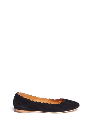 Main View - Click To Enlarge - CHLOÉ - Scalloped edge suede flats