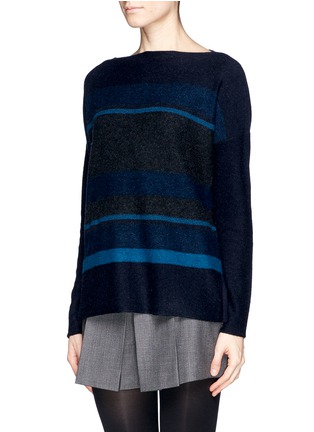 Front View - Click To Enlarge - VINCE - Stripe panel wool cashmere sweater